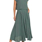 Zenana - Woven Crinkle Gauze Crop Tee And Skirt Set