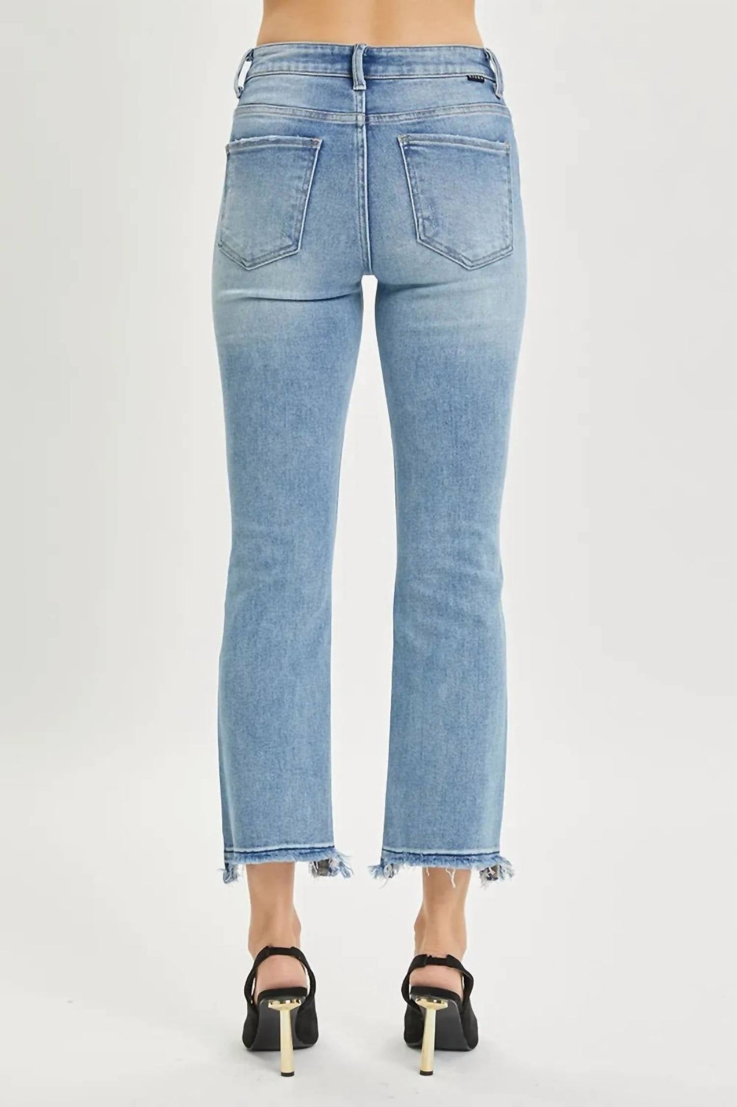 Risen - Full Size High Rise Distressed Cropped Straight Jeans