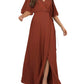 Sorella Vita - Full-Length Bridesmaid Wrap Dress with ¾ Flutter Sleeves