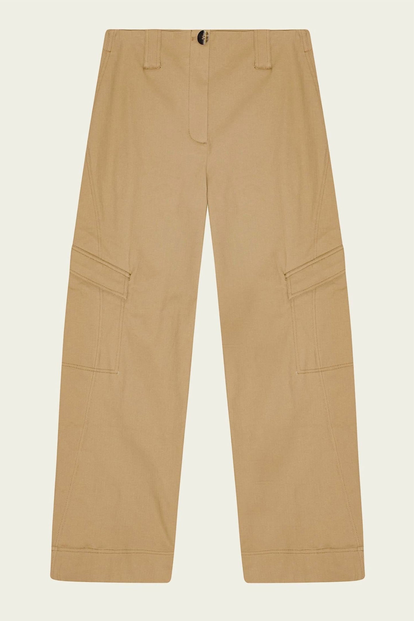 Ganni - Herringbone Canvas Mid Waist Trousers