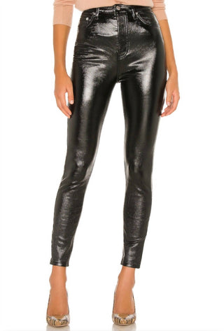 Free People - Jeans de cintura alta com verniz revestido