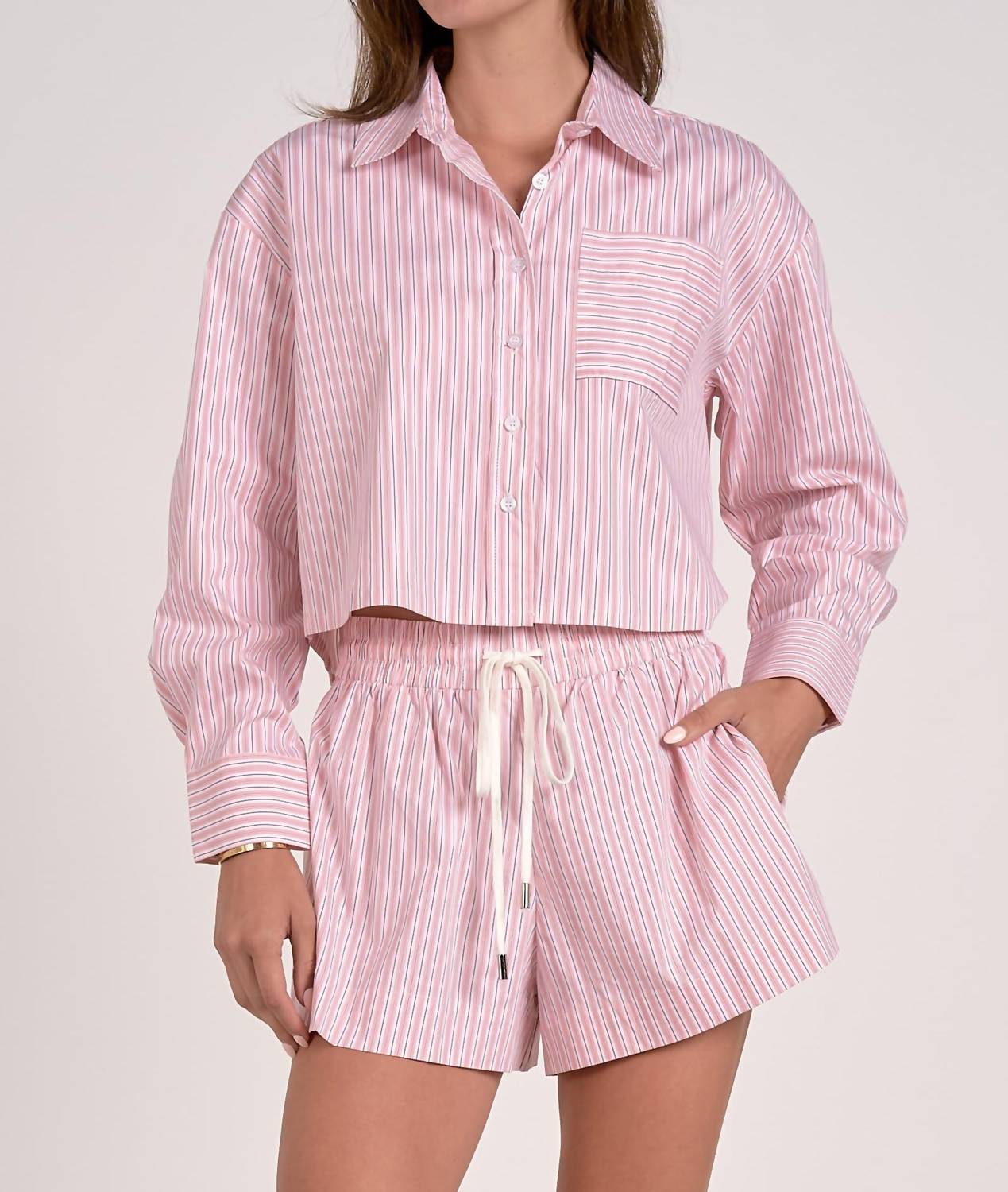 Elan - Button Down Crop Top