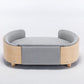 Scandinavian Style Elevated Dog Bed Pet Sofa Velvet Cushion Mid Size Light Grey