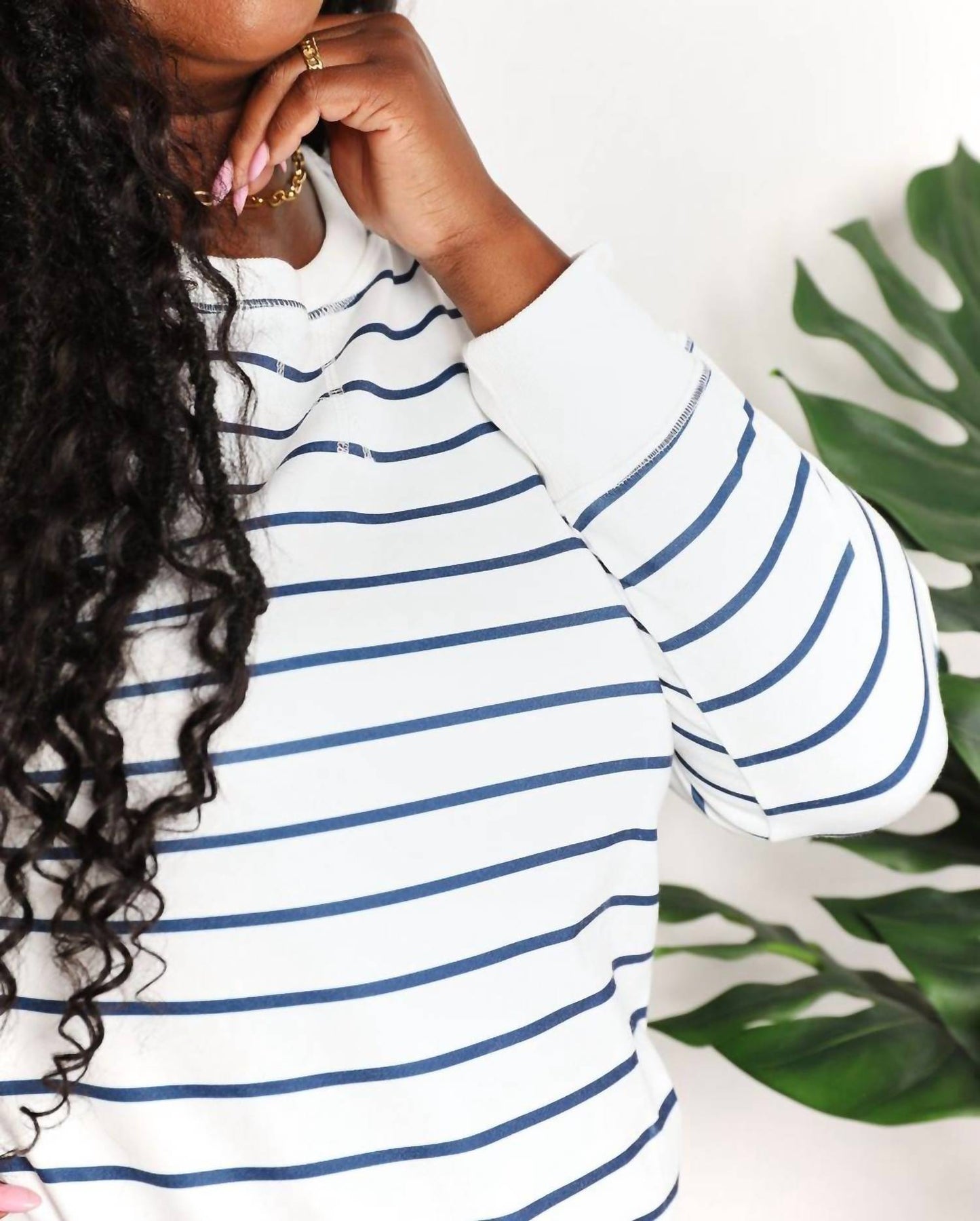 Double Take - Striped Long Sleeve Round Neck Top