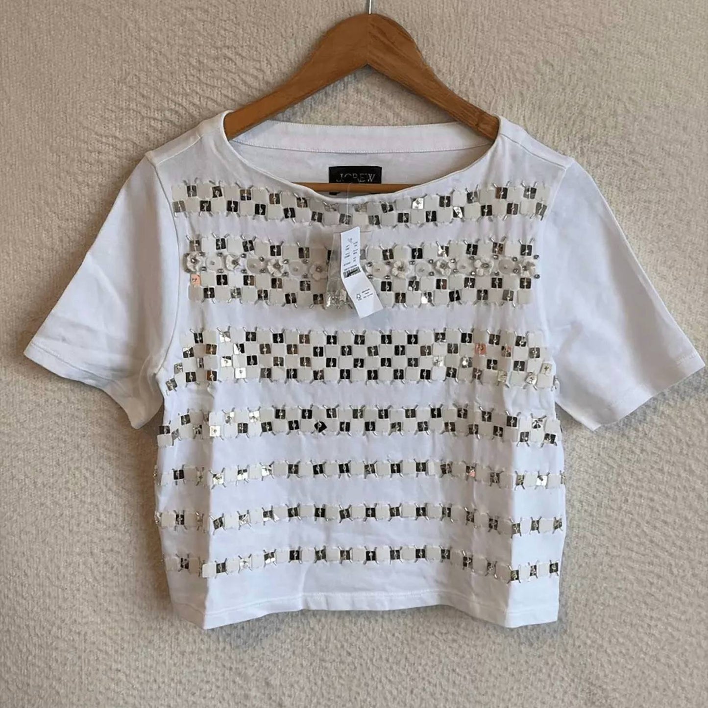 J.Crew - Women's Embellished T-shirt With Floral Appliques