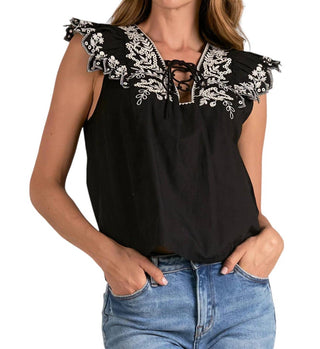 Elan - Blusa com mangas bufantes bordadas
