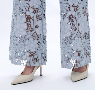 Bayeas - Rhinestone Patchwork Wide Leg Jeans