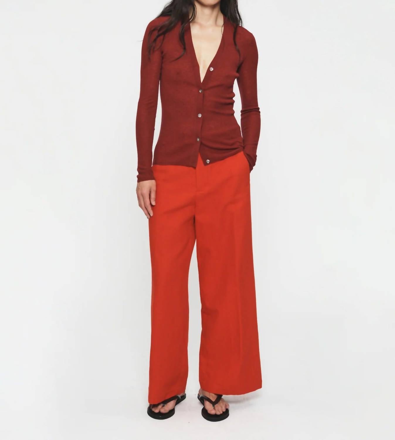 6397 - Skinny Rib V Cardigan