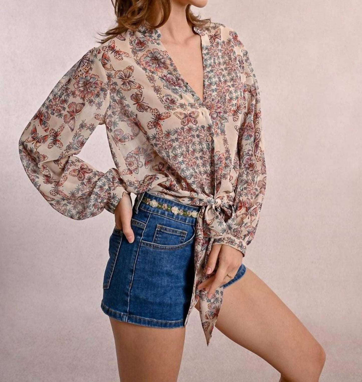 Molly Bracken - Butterfly Tie Front Blouse