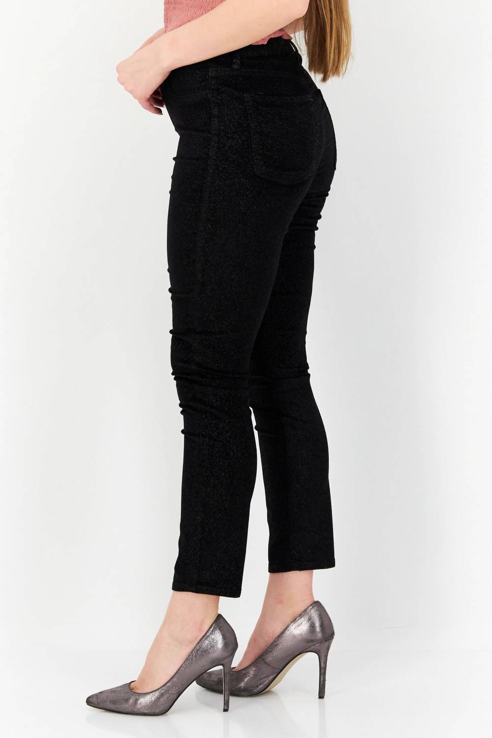 7 For All Mankind - Metallic Velvet Ankle Skinny High Rise Jean