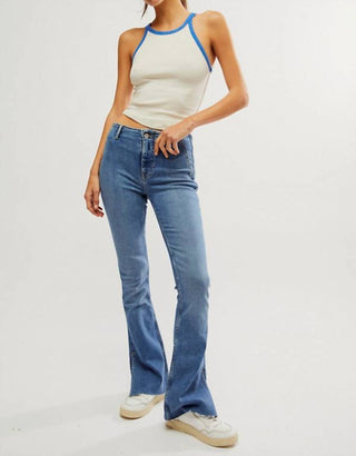 Free People - Calça jeans bootcut com fenda LEVEL UP