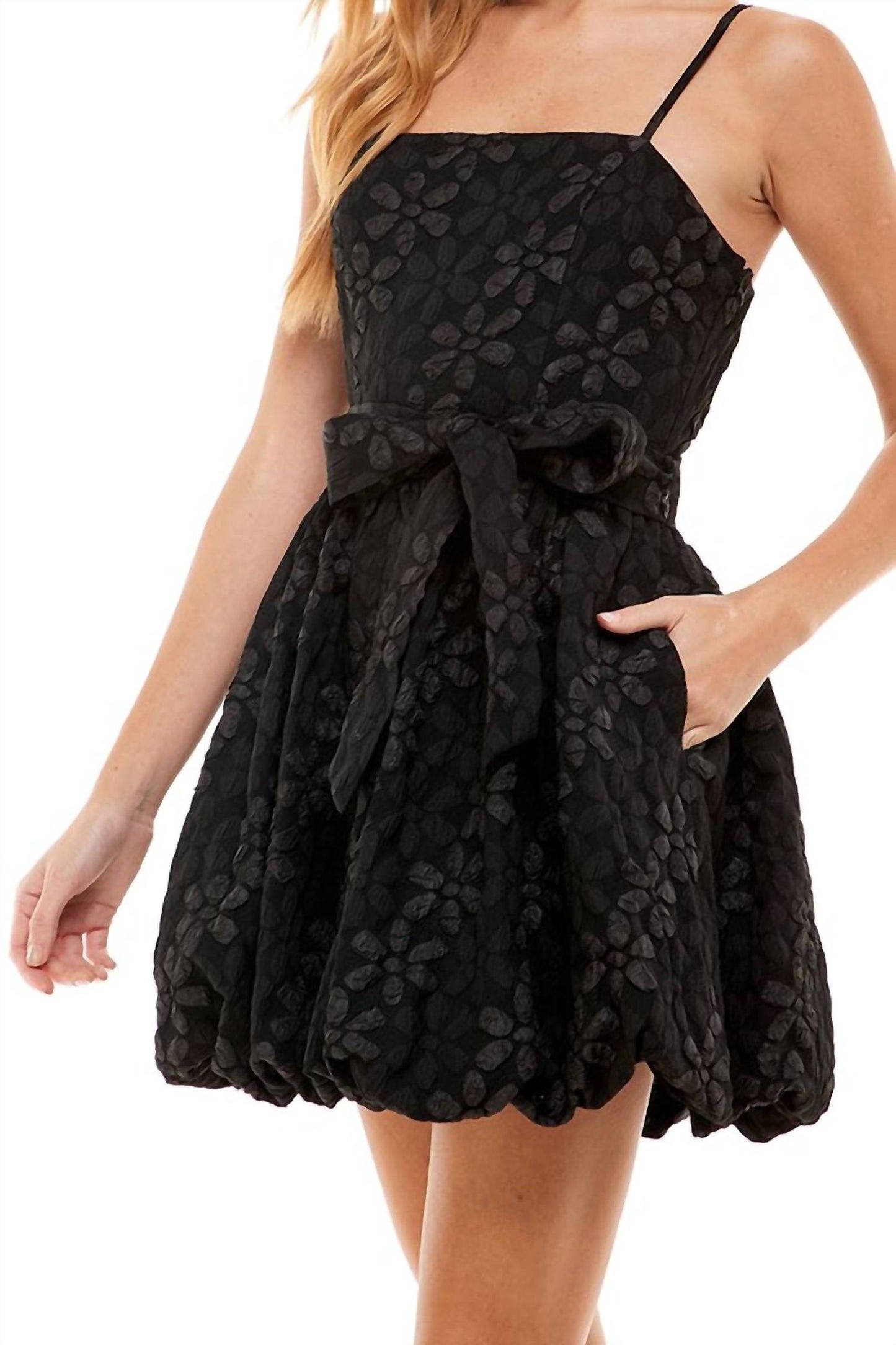 Tcec - Floral Bubble Hem Mini Dress
