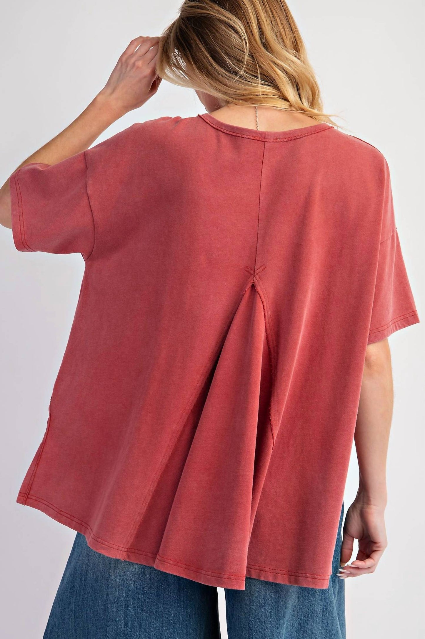 Easel - Star Studded Patch Mineral Washed Top - Plus