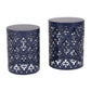 Modern Iron Cut Design End Table Set of 2 - Navy Blue
