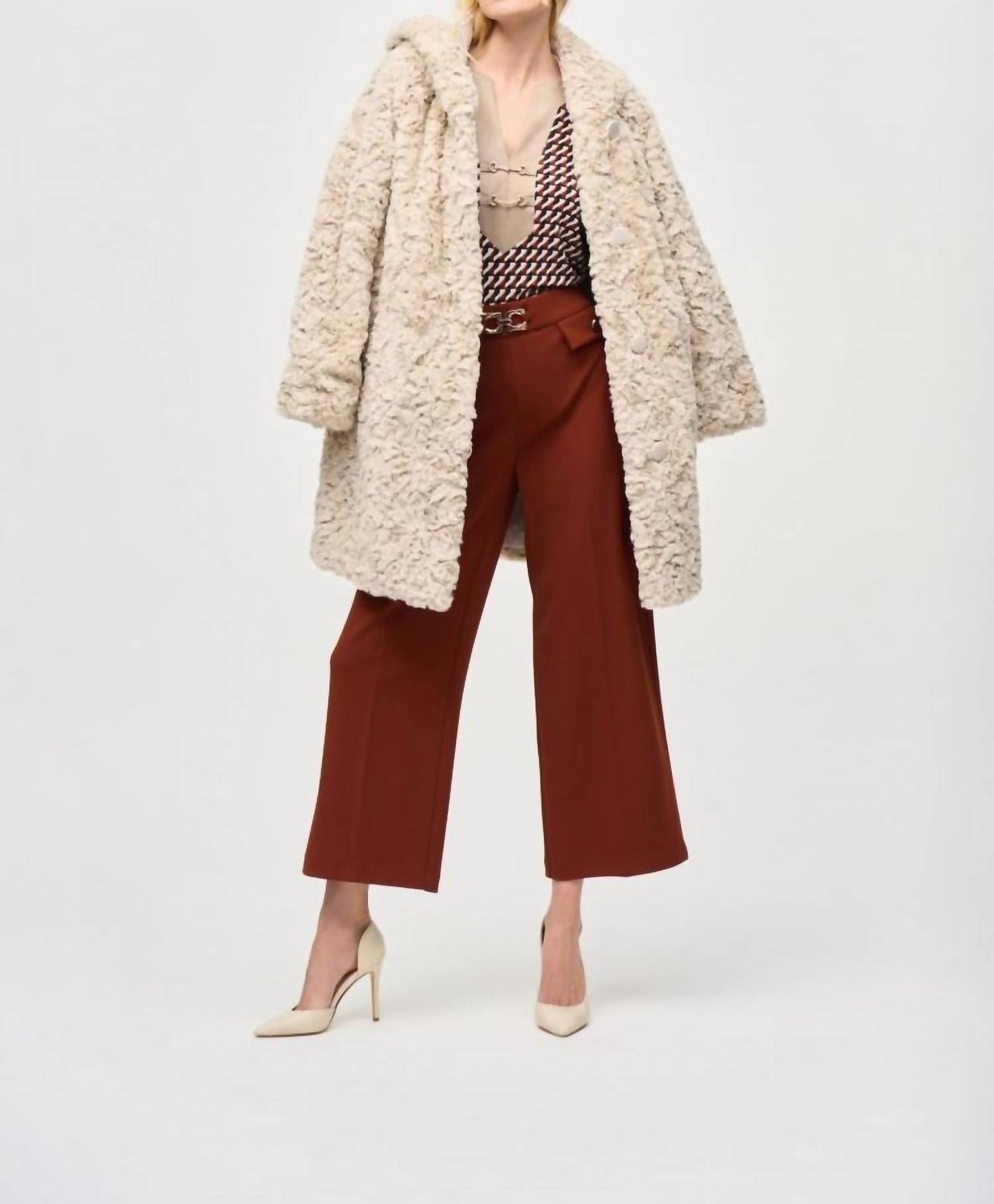 Joseph Ribkoff - Hooded Faux Fur Reversible Coat
