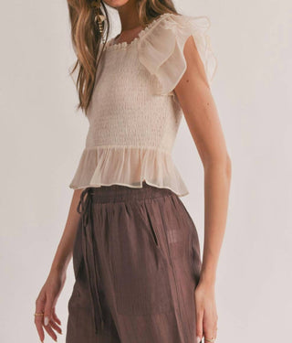 Sage The Label - Blusa peplum com babados e franzidos desfocados