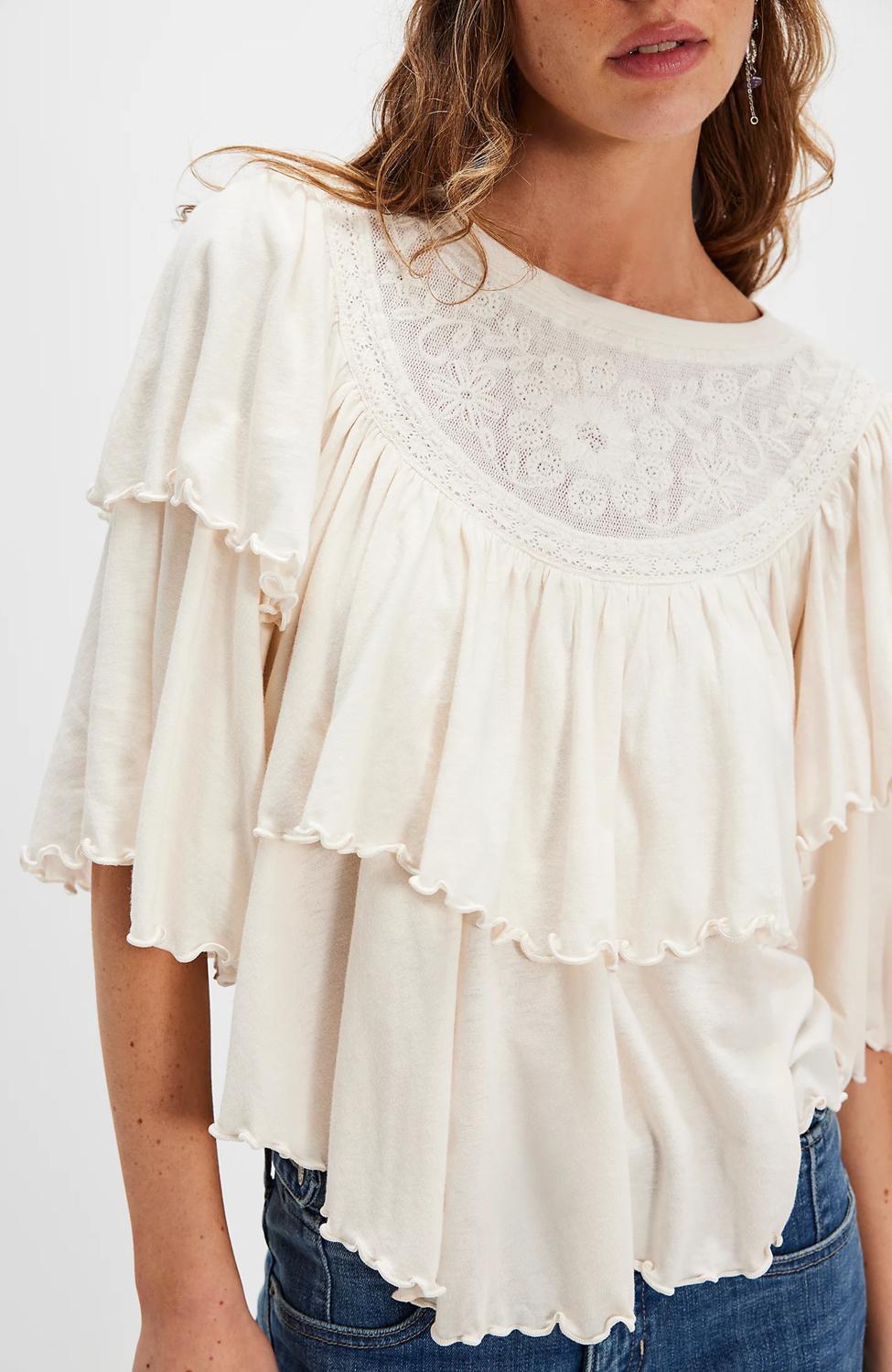 Free People - Rose Party Crew Neck Tee