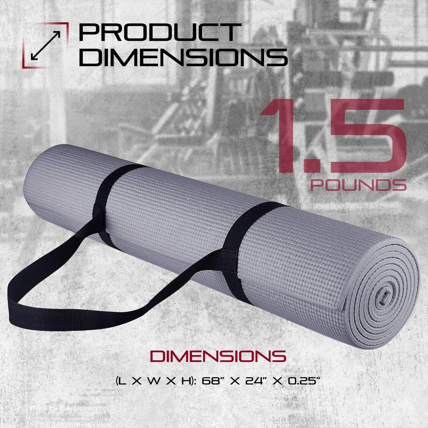 Tapete de exercícios multiuso de alta densidade e anti-rasgos Signature Fitness com alça, cinza