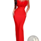Feathered Satin Strapless Mermaid Evening Gown