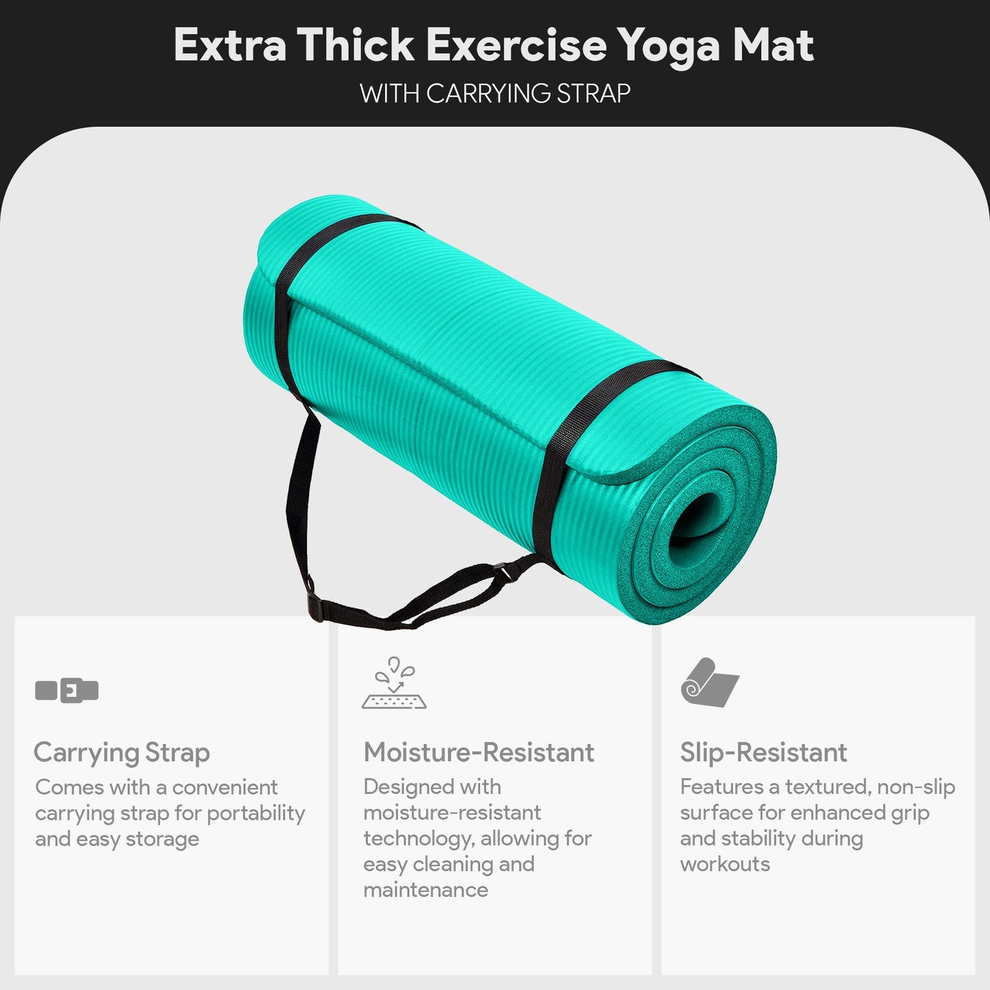 Tapete de exercícios BalanceFrom Fitness GoCloud extra grosso de 1" com alça de transporte, verde