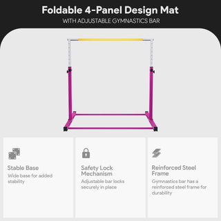 Tapete de exercícios BalanceFrom Fitness 120 x 48 polegadas e barra de ginástica ajustável, rosa