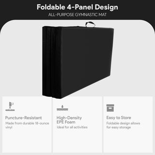 Tapete de ginástica dobrável multiuso BalanceFrom 4' x 6' x 2", preto