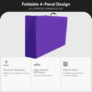 Tapete de ginástica dobrável multifuncional BalanceFrom 4' x 6' x 2", roxo