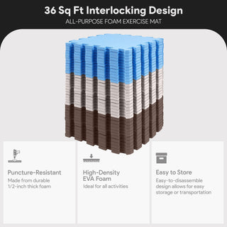 Tapete de exercícios de espuma com encaixe de 36 peças BalanceFrom Fitness