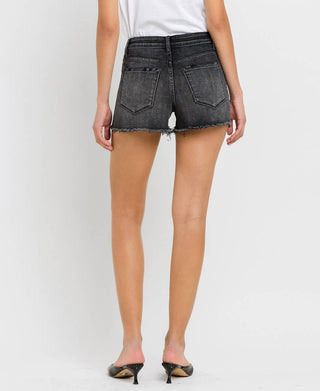 Lovervet - High Rise Raw Hem Denim Shorts