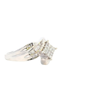 Aamiaa - Anel de diamante natural de 0,50 quilates com corte princesa e baguete - Tamanho 6,5