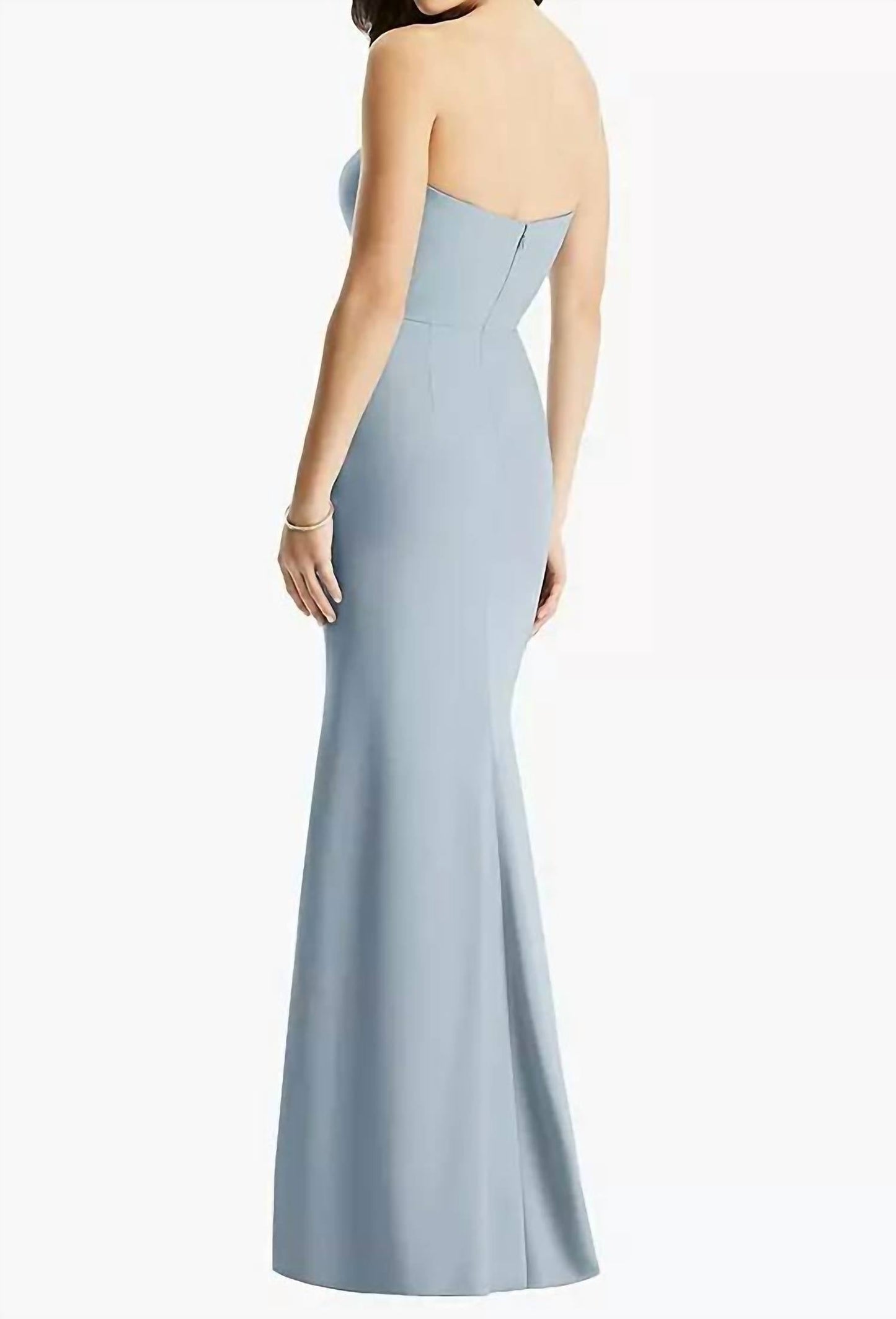 Dessy - Sheer Plunge Neckline Strapless Column Dress