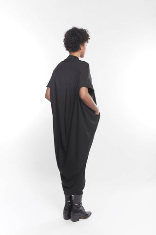 Matthildur - Blusa túnica trapézio com decote em V e manga curta