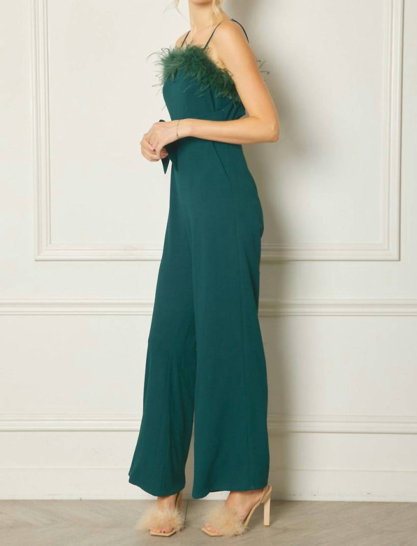 Entro - Feather Trim Jumpsuit
