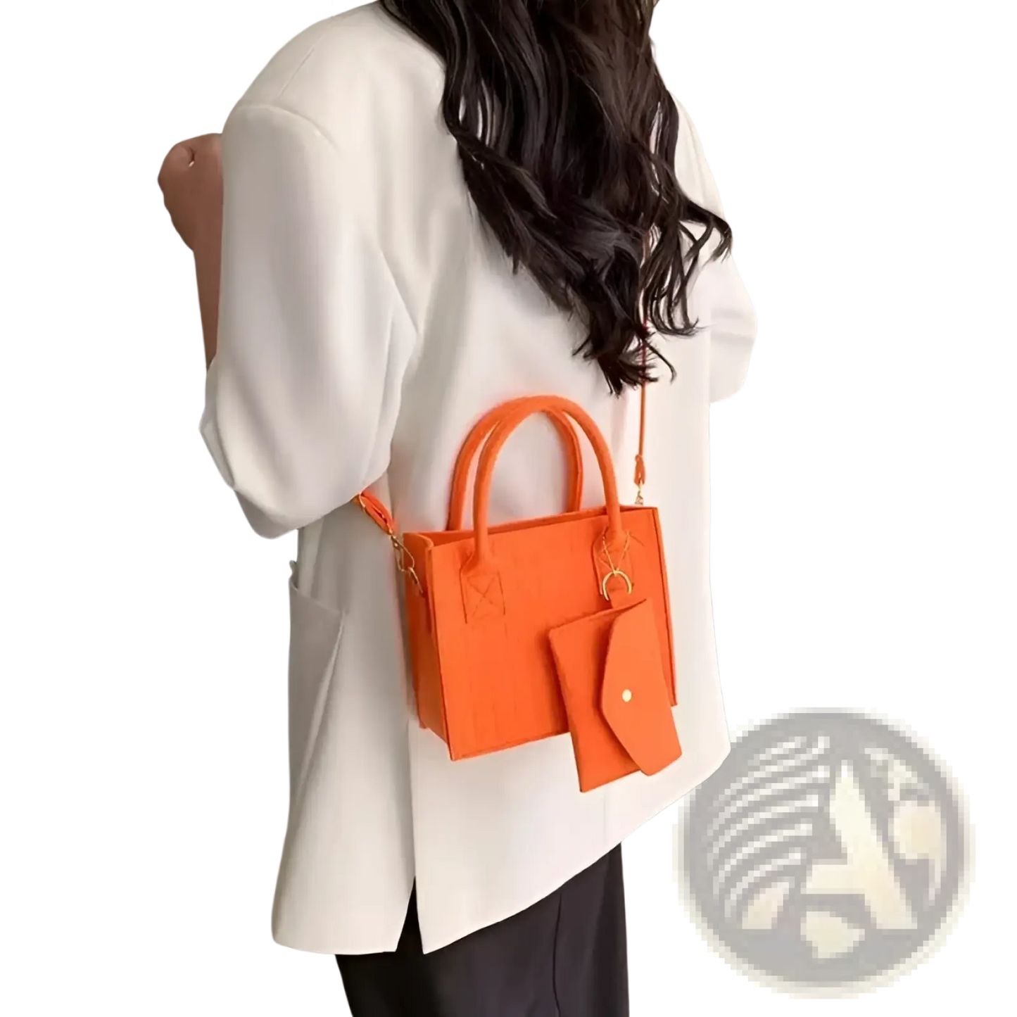 Felt Handbag Set with Matching Wallet and Strap