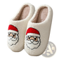 Festive Embroidered Santa and Reindeer Winter Slippers