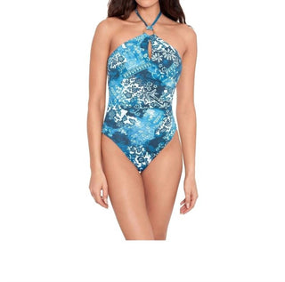 Ralph Lauren - Maiô de peça única com estampa de vime e decote halter