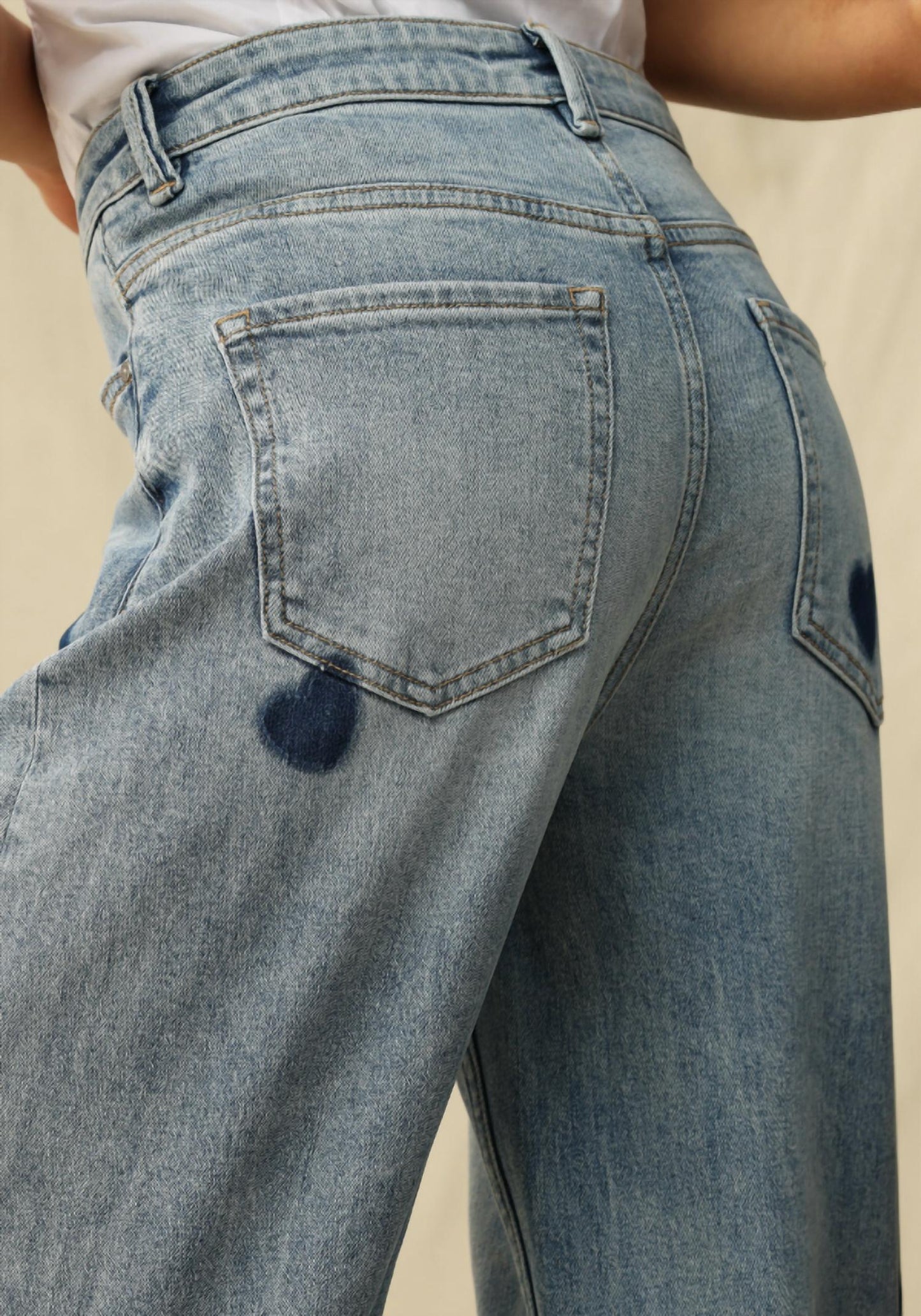 Bayeas - Women's Rosalind Heart Detail High Rise Barrel Jeans