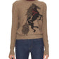 Autumn Cashmere - Intarsia Horse Crew Fringe Sweater