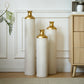 3-Piece Modern Metal Vase Set - White & Gold