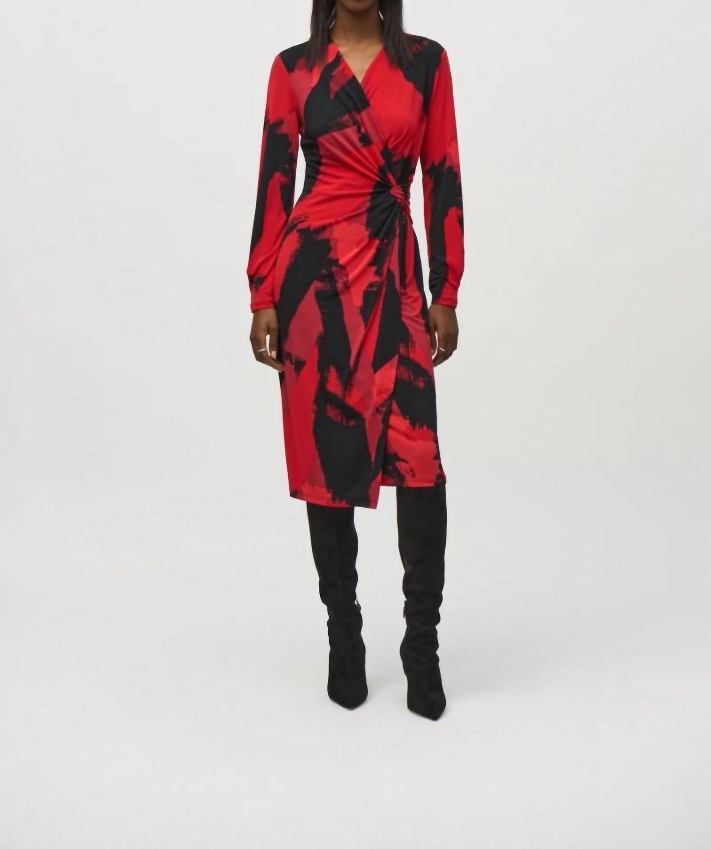 Joseph Ribkoff - Abstract Print Faux Wrap Sheath Dress