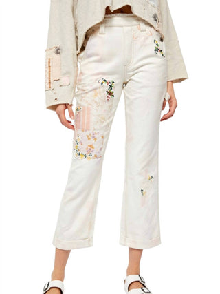 Free People - Calça jeans feminina estilo boyfriend, estilo vintage floral, cintura alta, Alive