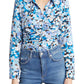 Rails Lisa Floral Ruched Button-Up Blouse in Zinnia, Size Medium