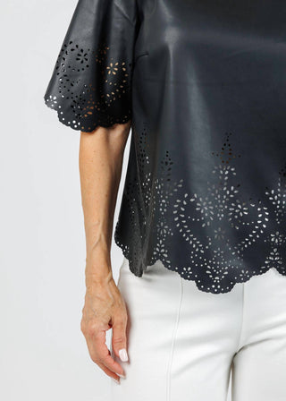 Oui - Women's Vegan Leather Top