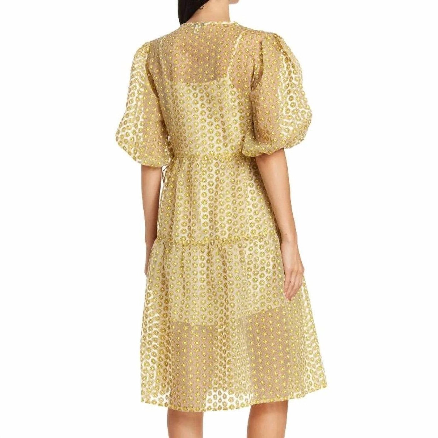 Topshop - Daisy Puff Sleeve Faux Wrap Dress