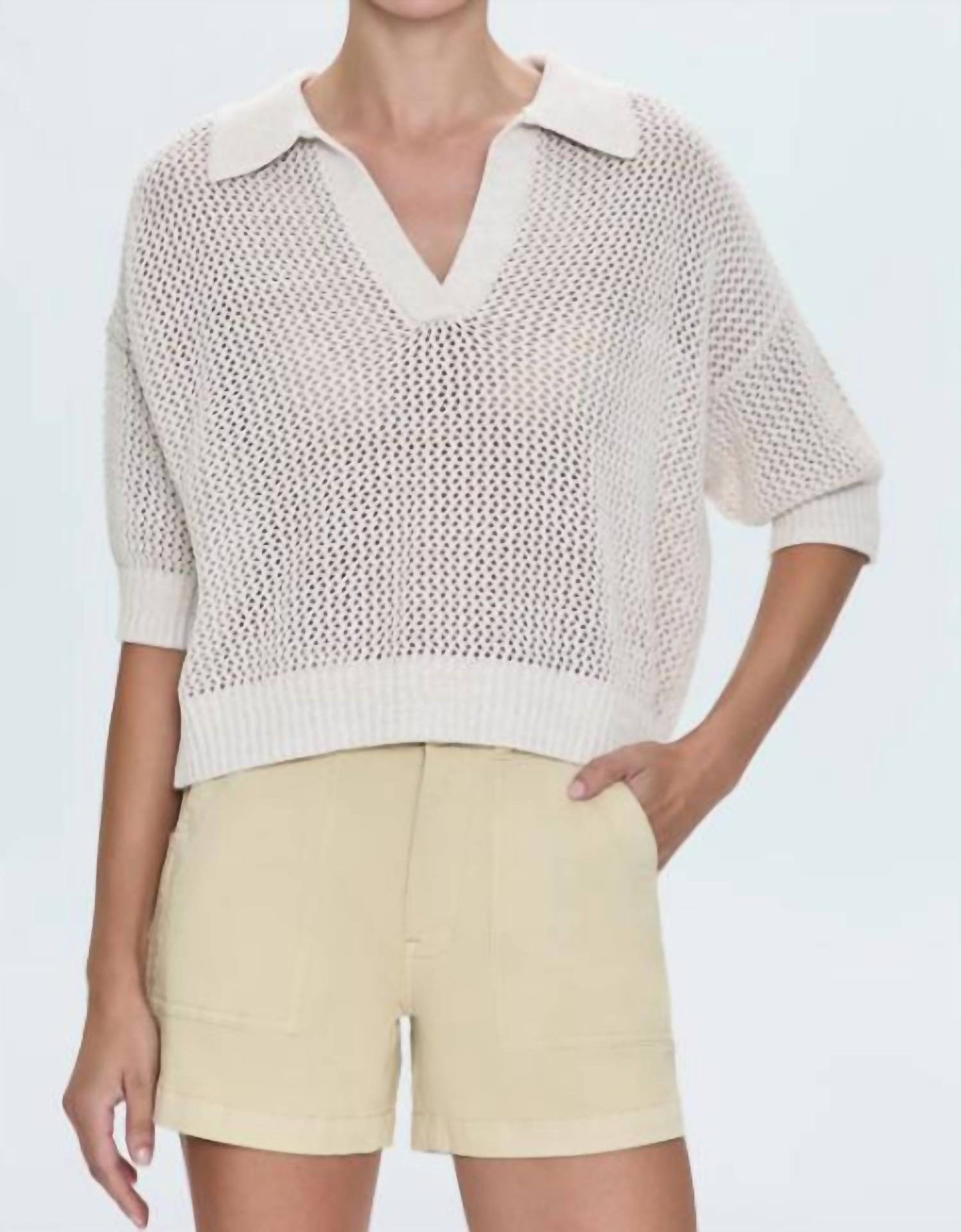 Pistola - Emma Open Knit Short Sleeve Polo