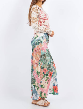 Paparazzi - Blusa curta de crochê com estampa floral