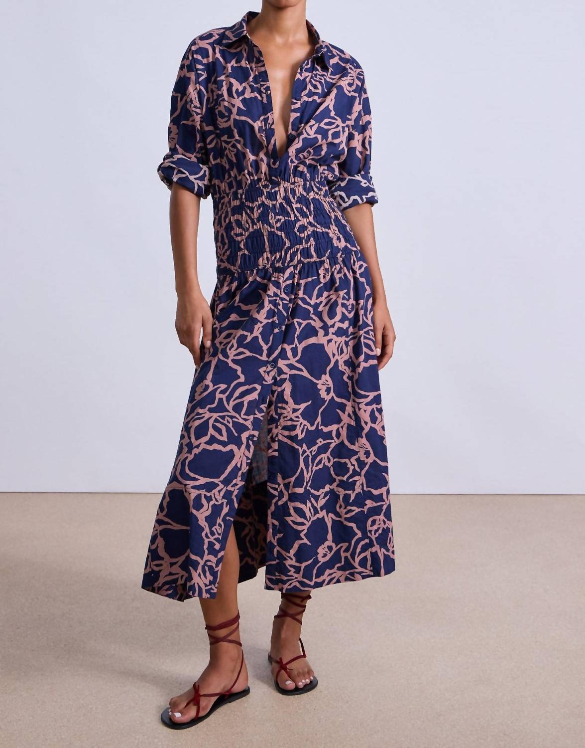 Apiece Apart - Sophia Smocked Shirt Dress