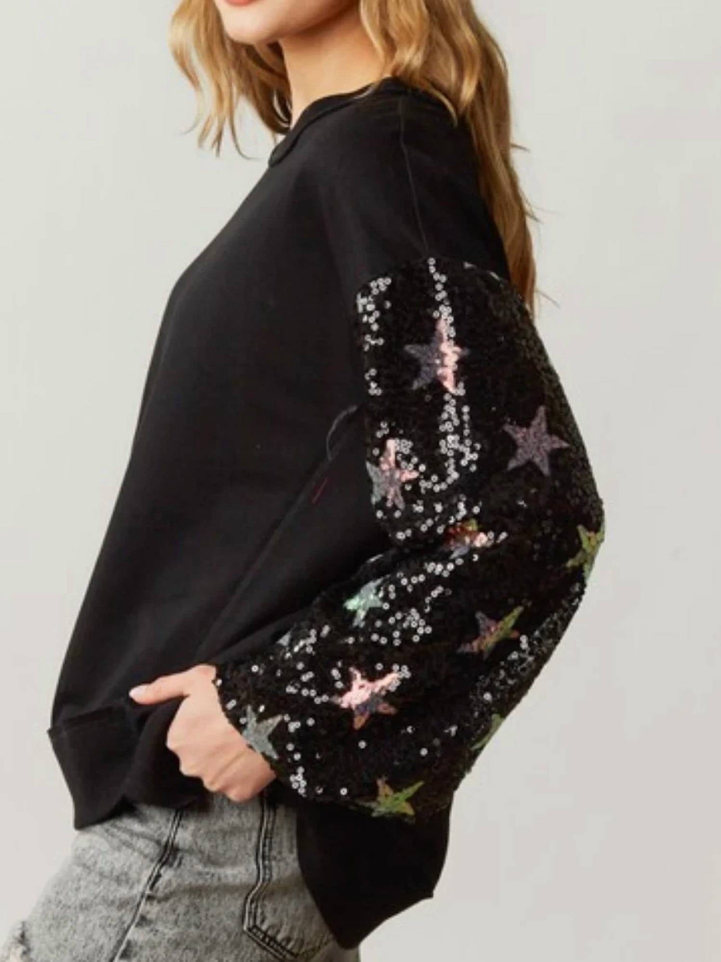 Fantastic Fawn - Sequin Star Oversized Sweatshirt
