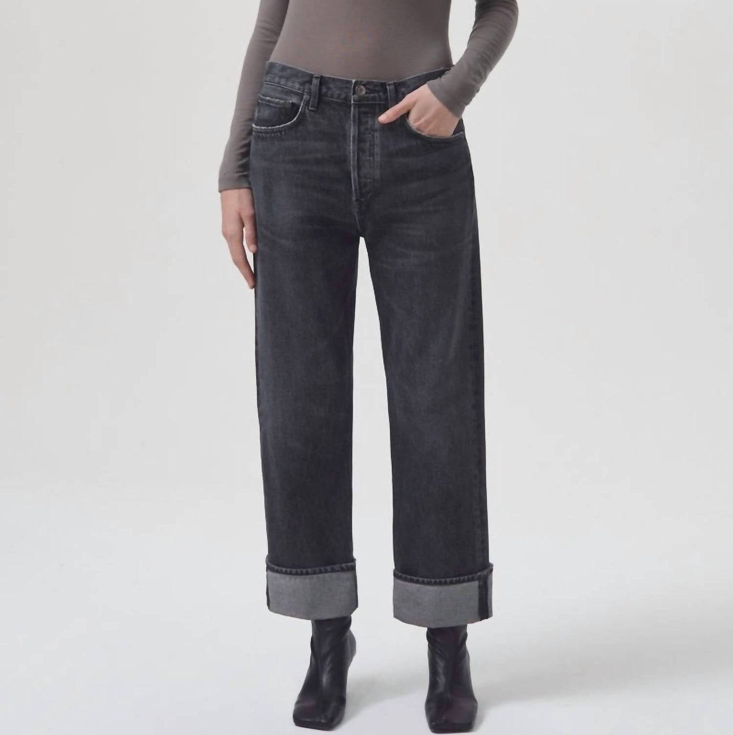 Agolde - Fran High Rise Wide Leg Cuffed Jeans
