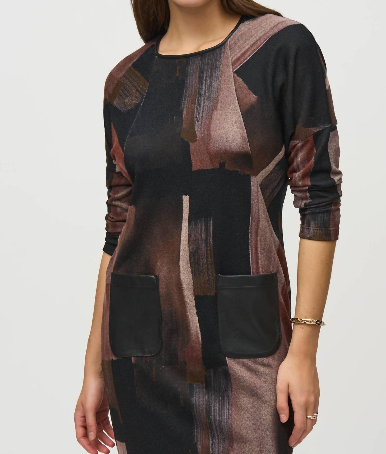 Joseph Ribkoff - Abstract Print Dolman Sleeve Shift Dress